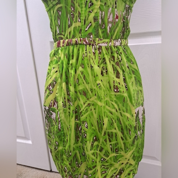 Anthropologie Silk Sculpted Green Grass Slip Dress     Size 2 - Picture 4 of 15